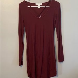 Maroon long sleeve dress